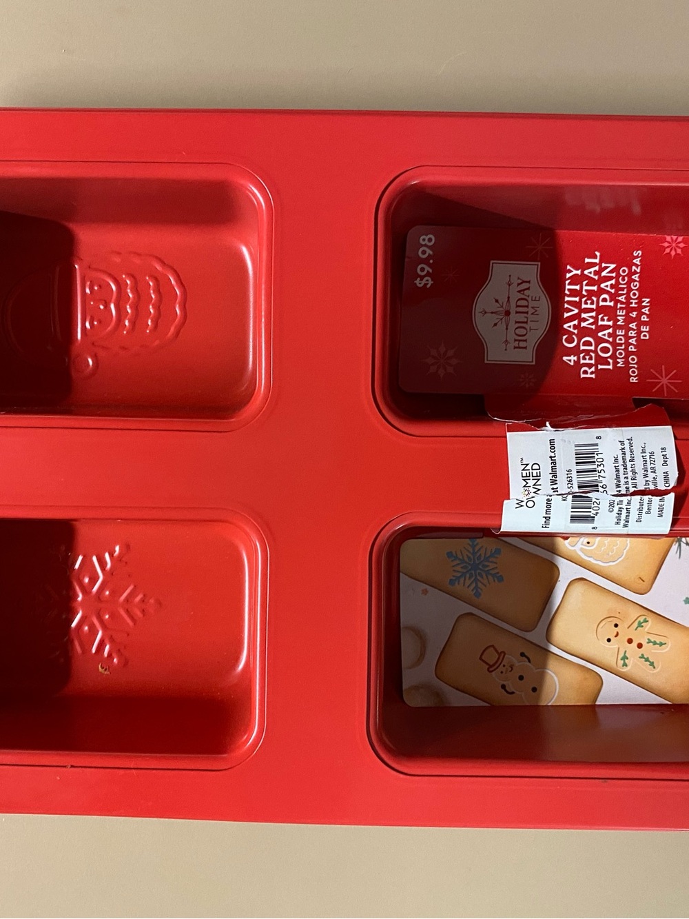 Holiday Time Red Silicone 4-Cavity Loaf Pan